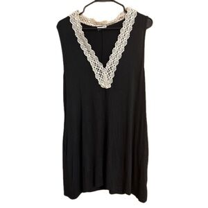 Black Sleeveless Top with Lace Trim